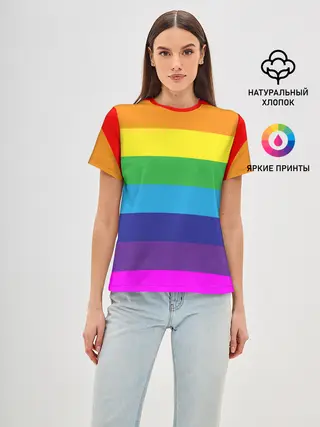 Женская базовая футболка / ЦВЕТНЫЕ ЛИНИИ