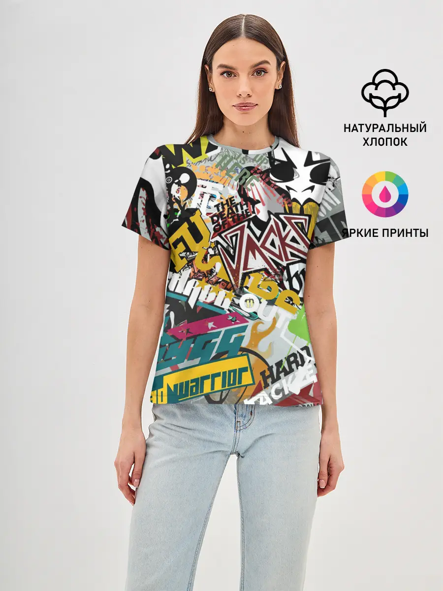 Женская базовая футболка / Стикеры