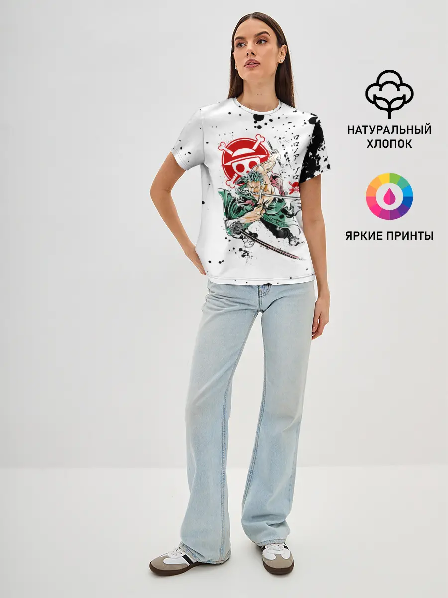 Женская базовая футболка / Ророноа Зоро пират Соломенной Шляпы