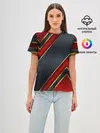 Женская базовая футболка / Black & Red 3D