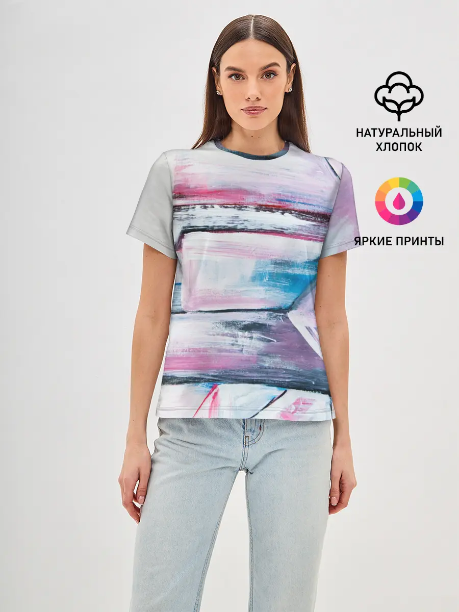 Женская базовая футболка / Цветные мелки