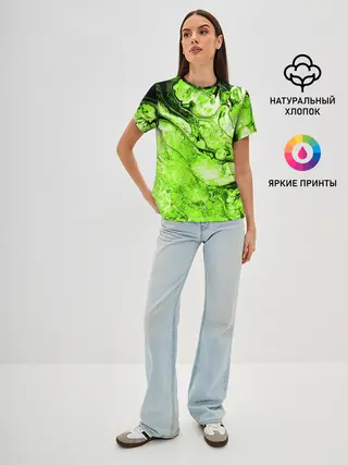 Женская базовая футболка / Токсичные краски