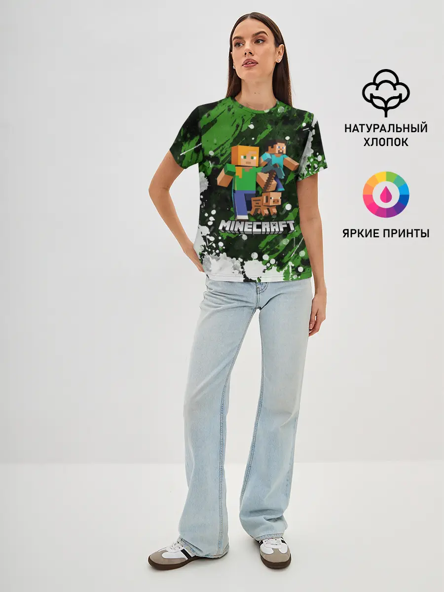 Женская базовая футболка / Minecraft / Майнкрафт