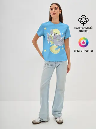 Женская базовая футболка / Пони в звёздном небе