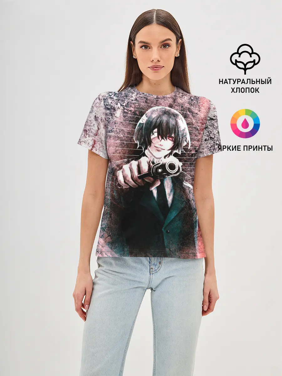 Женская базовая футболка / Опасный Дазай Осаму