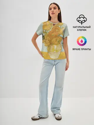 Женская базовая футболка / Подсолнухи