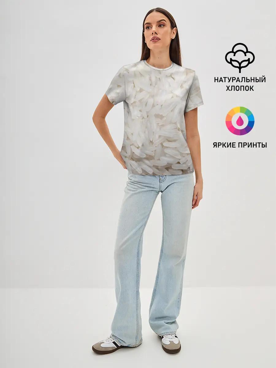 Женская базовая футболка / Рис/еда