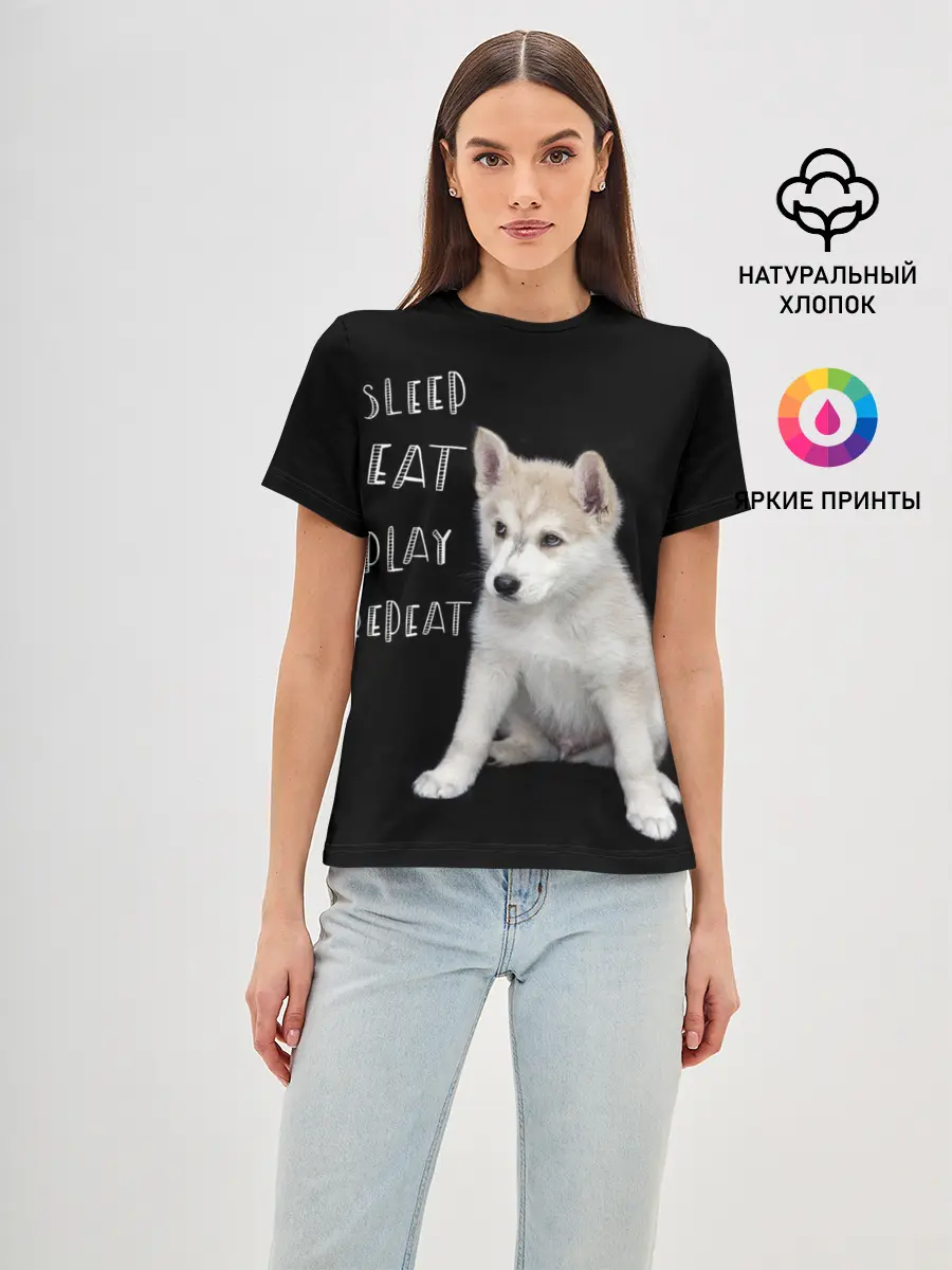 Женская базовая футболка / Sleep Eat Play Repeat