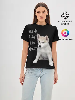Женская базовая футболка / Sleep Eat Play Repeat
