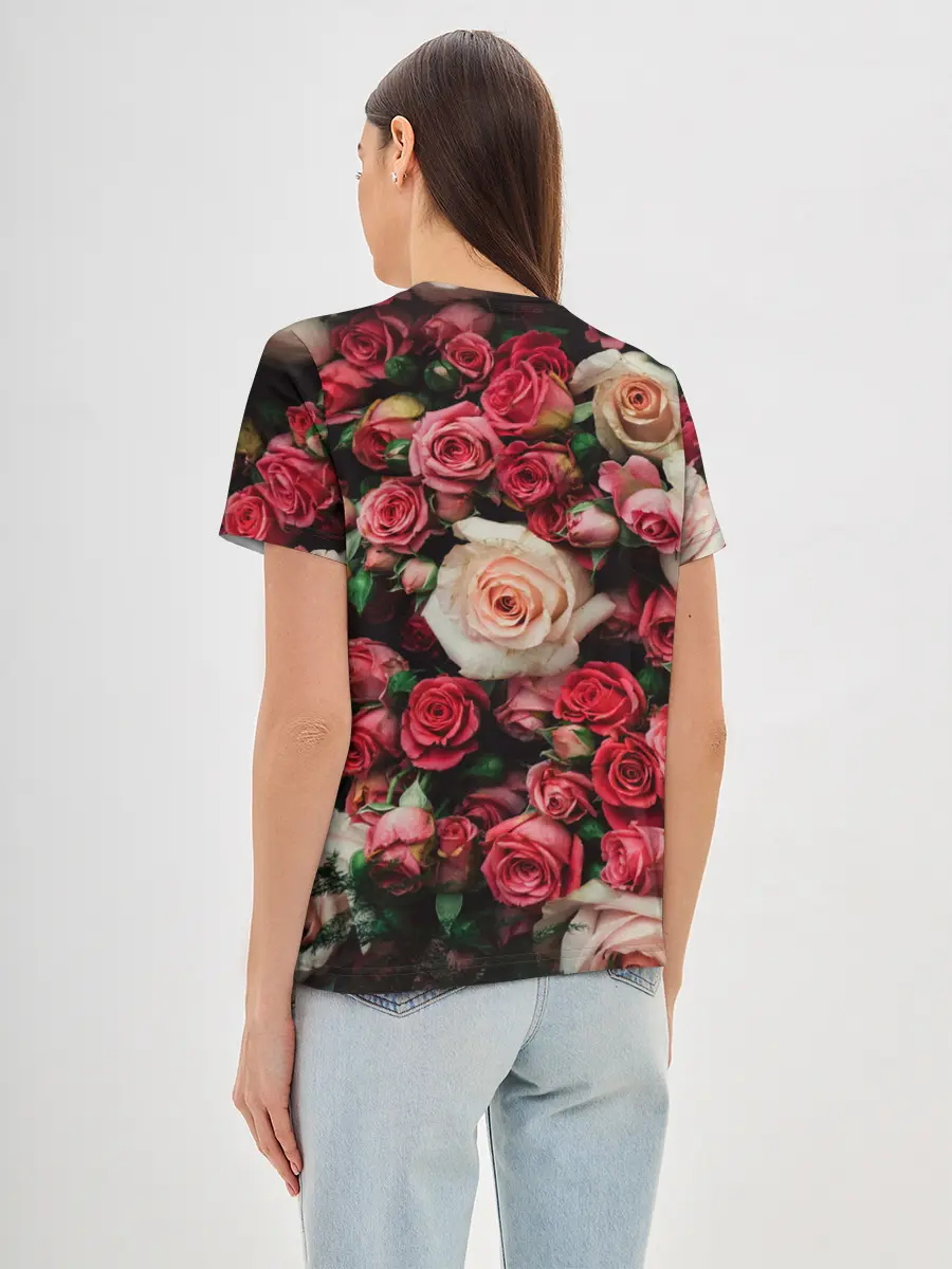 Женская базовая футболка / ROSE NEON | РОЗЫ НЕОН