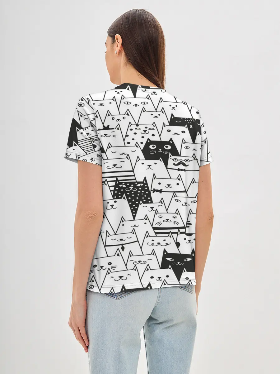 Женская базовая футболка / КОТЫ BLACK