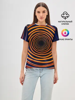 Женская базовая футболка / Круги неоновые