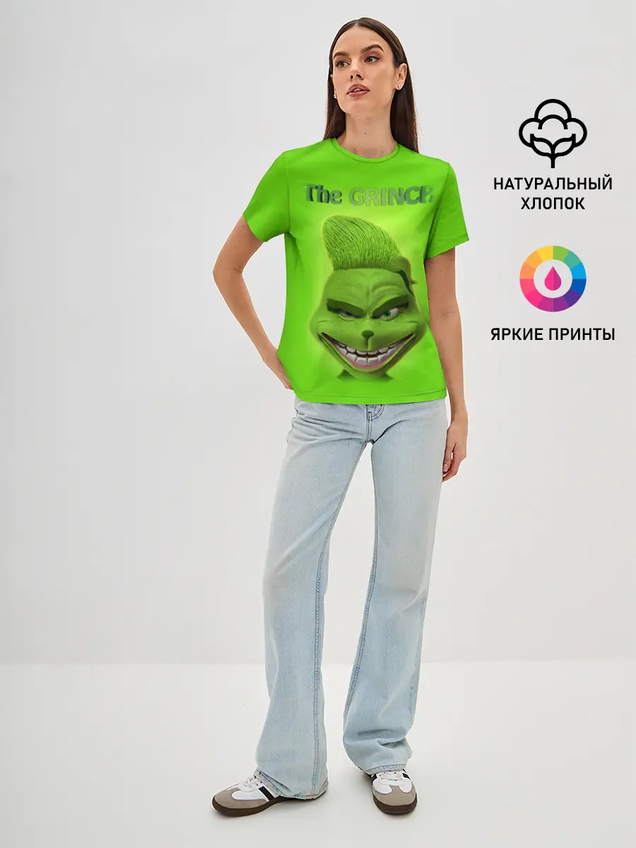 Женская базовая футболка / Grinch Face