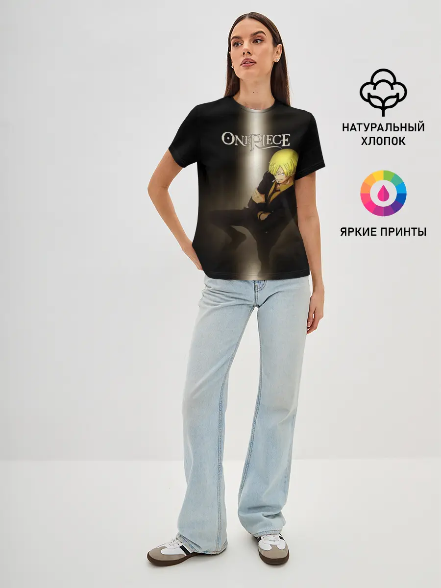 Женская базовая футболка / Винсмок Санджи | One Piece. Большой куш