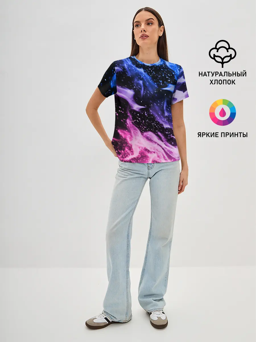 Женская базовая футболка / НЕОНОВЫЙ ОГОНЬ | NEON FLAME