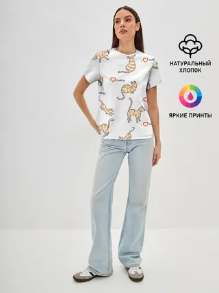 Женская базовая футболка / Кот - моя любовь