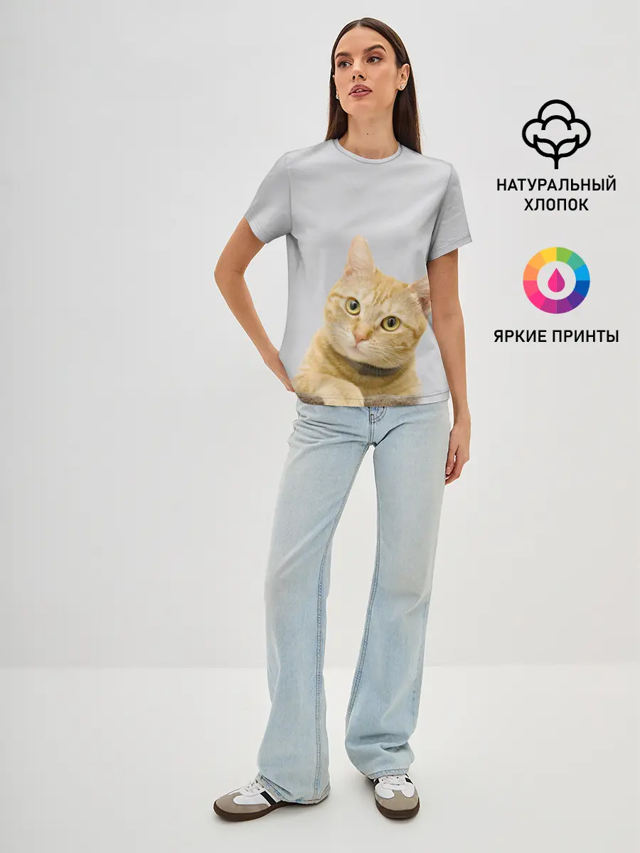 Женская базовая футболка / Рыжий котик