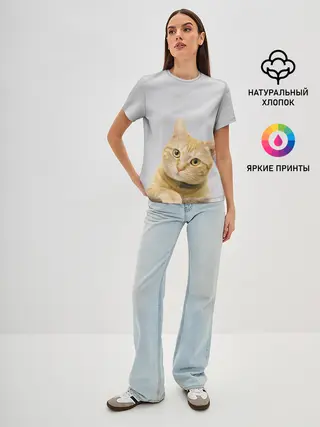 Женская базовая футболка / Рыжий котик