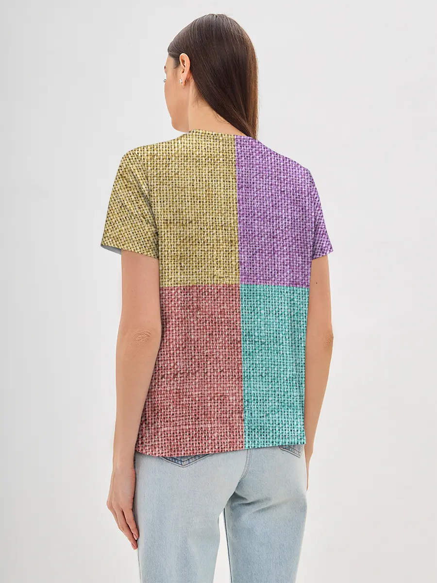 Женская базовая футболка / Burlap Patchwork