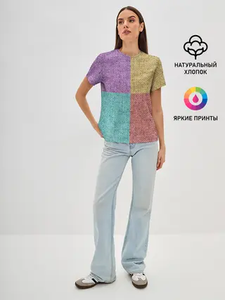 Женская базовая футболка / Burlap Patchwork