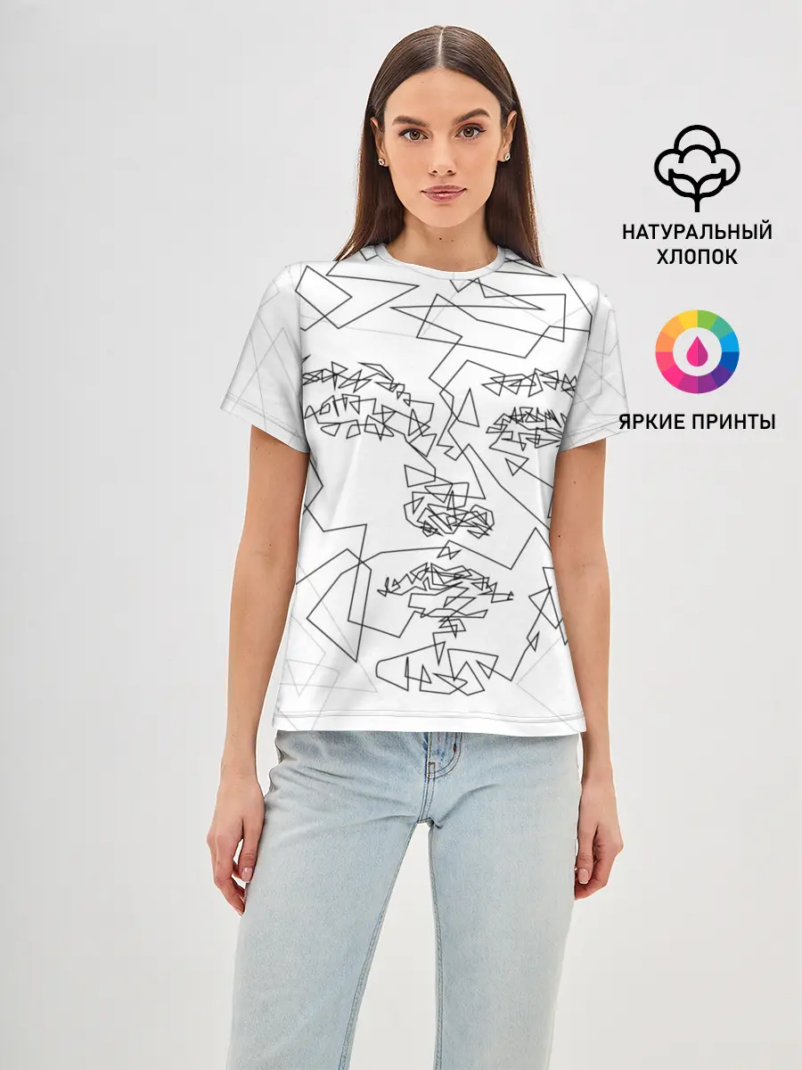 Женская базовая футболка / Геометрическое лицо