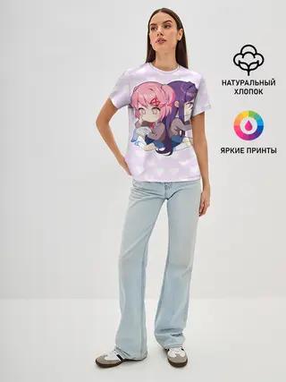 Женская базовая футболка / Chibi Natsuki and Yuri