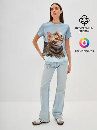 Женская базовая футболка / Бенгальский кот