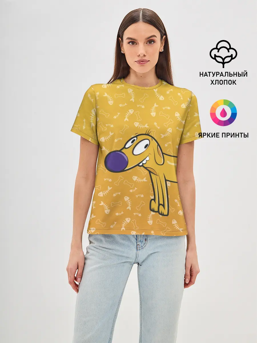 Женская базовая футболка / КОТОПЕС | Пес спереди