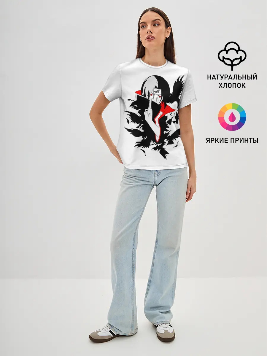 Женская базовая футболка / Человек и вороны аниме