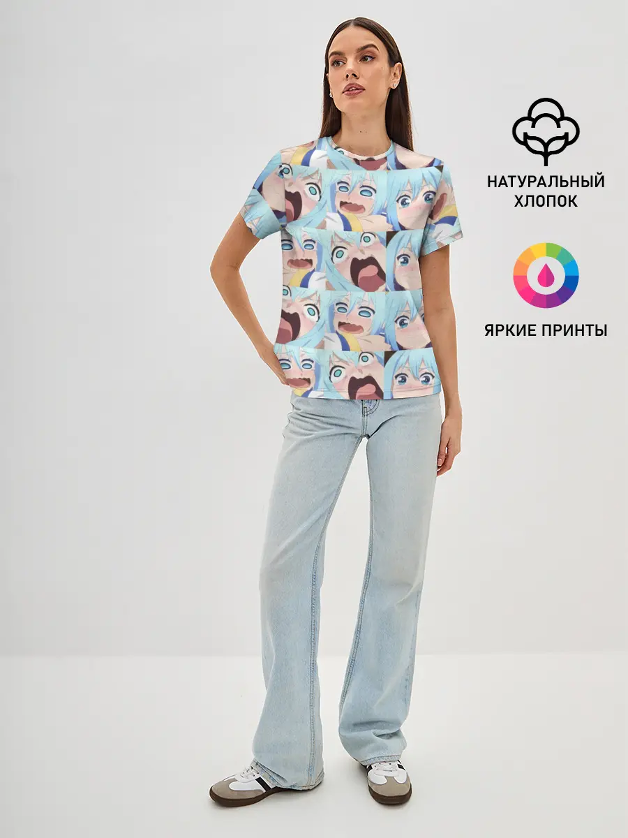 Женская базовая футболка / Аква Коносуба Aqua Konosuba