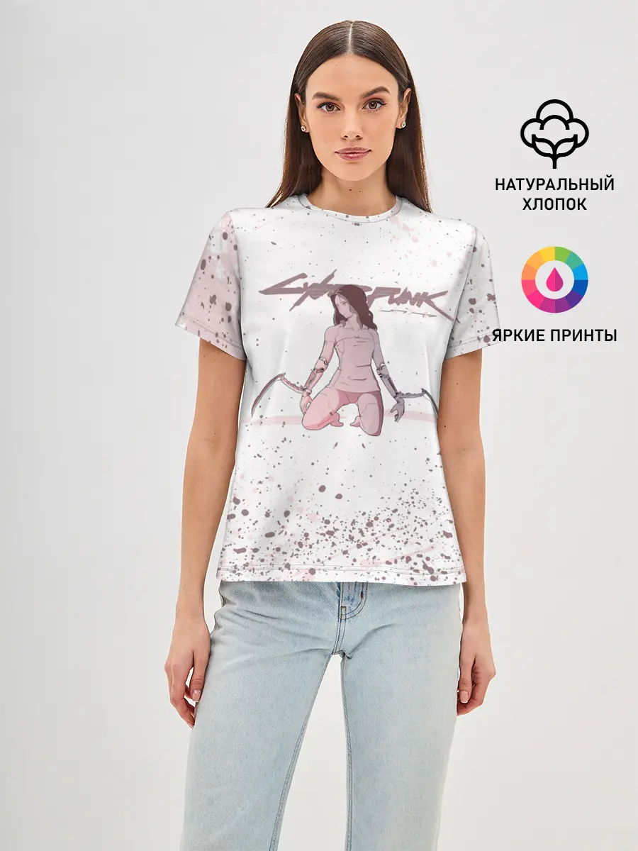 Женская базовая футболка / КЛИНКИ БОГОМОЛА | CYBERPUNK 2077