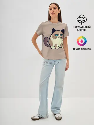 Женская базовая футболка / Великий Grumpy Cat