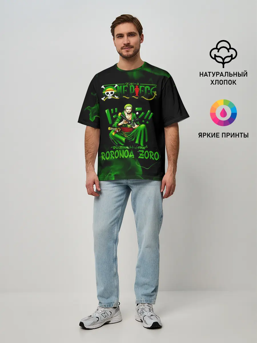 Мужская футболка оверсайз / Ророноа Зоро Ван-Пис
