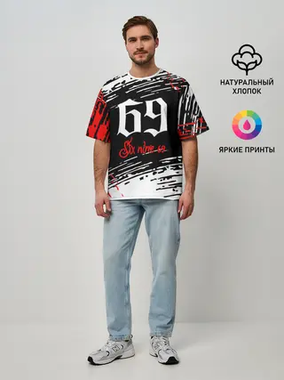 Мужская футболка оверсайз / 6IX9INE 69,
