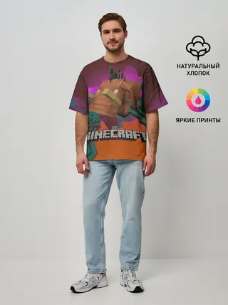 Мужская футболка оверсайз / Майнкрафт | Minecraft Hoglin