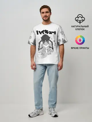 Мужская футболка оверсайз / Haikyu!! Кошка Некома