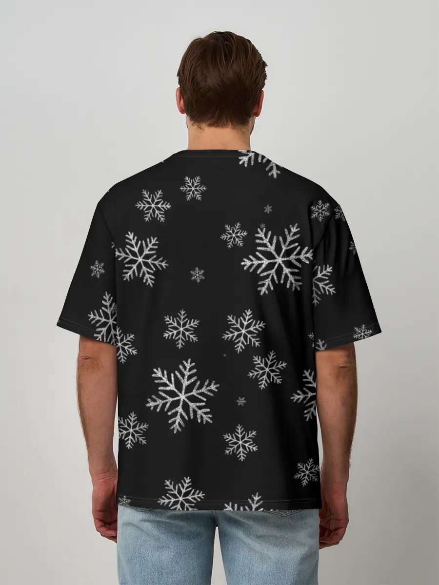 Мужская футболка оверсайз / Рок Дед Мороз