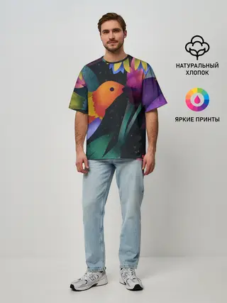 Мужская футболка оверсайз / Колибри