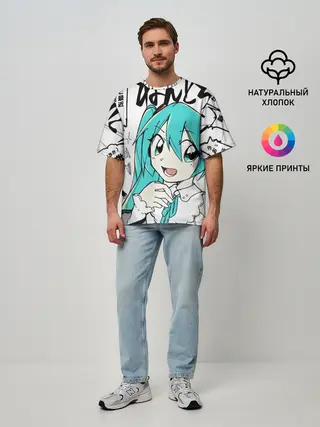 Мужская футболка оверсайз / Hatsune Miku