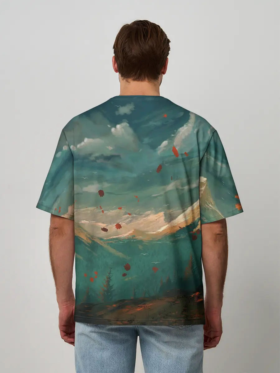 Мужская футболка оверсайз / Горы