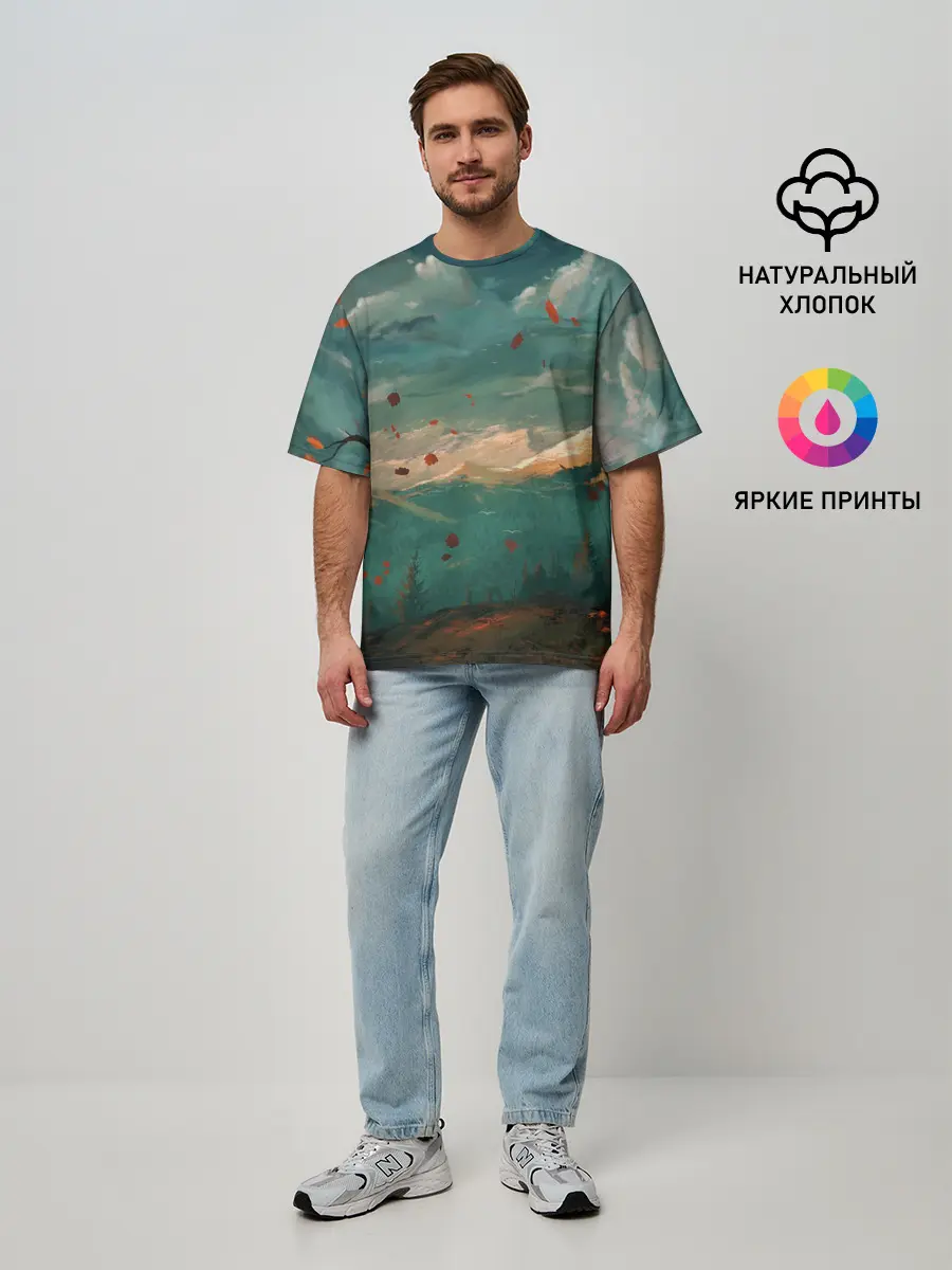 Мужская футболка оверсайз / Горы