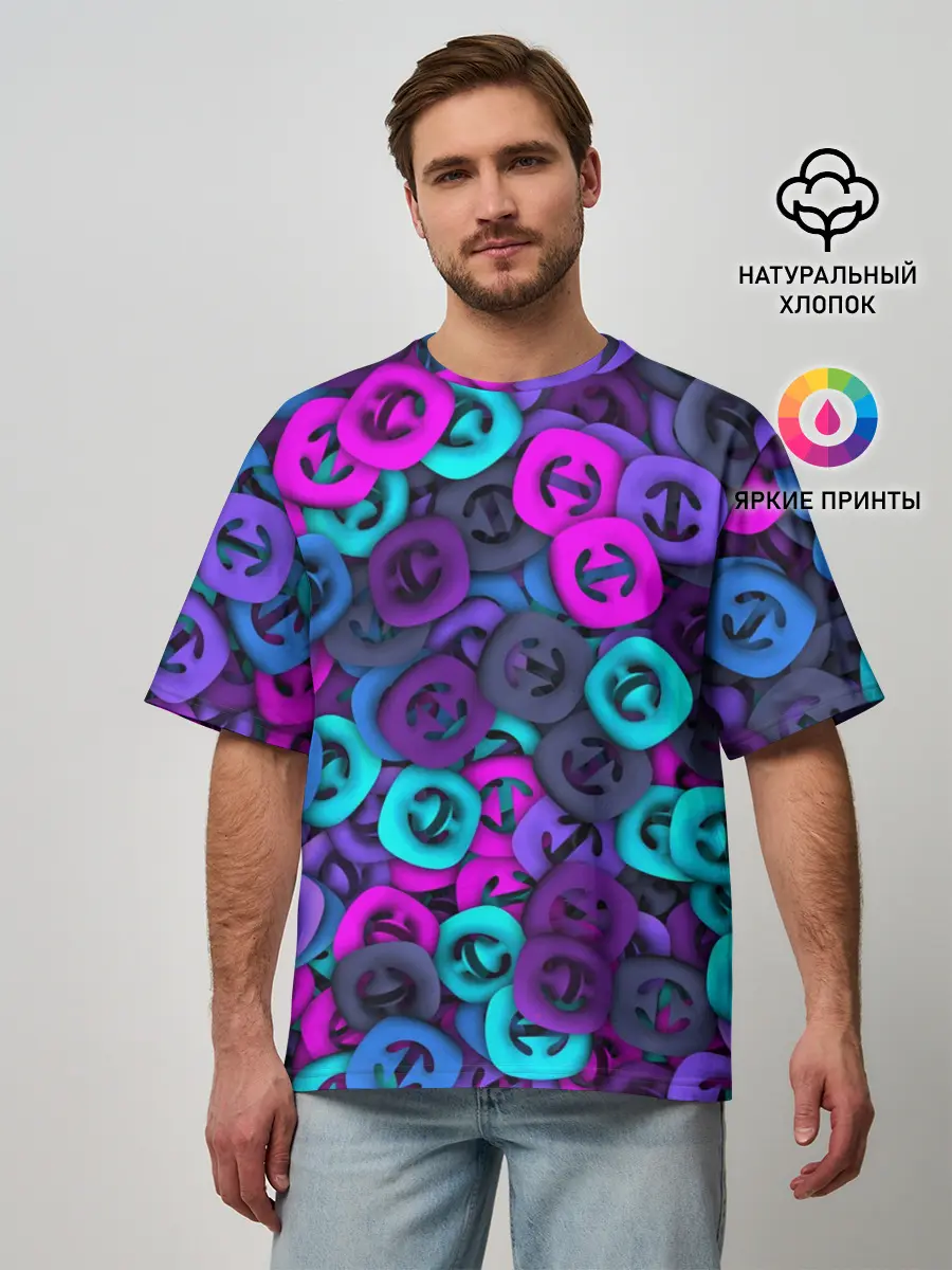 Мужская футболка оверсайз / Неоновые снаперсы