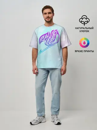 Мужская футболка оверсайз / Хвост Феи радужный фон