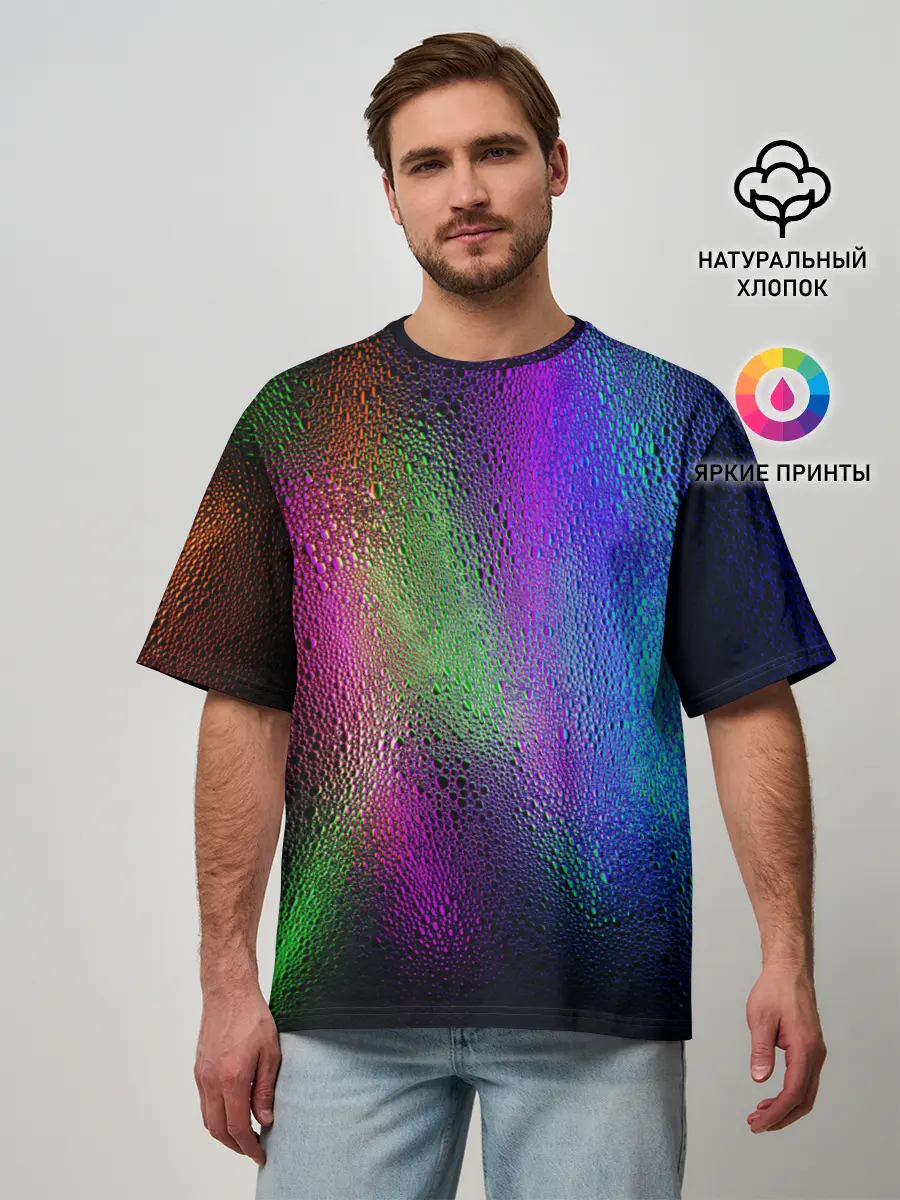 Мужская футболка оверсайз / Neon Lights