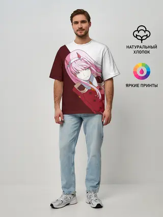 Мужская футболка оверсайз / Ноль два диагональ