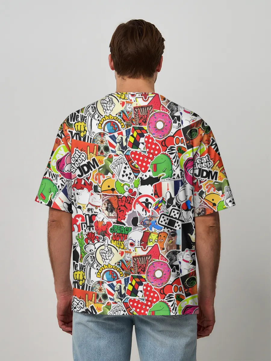 Мужская футболка оверсайз / Sticker Bombing