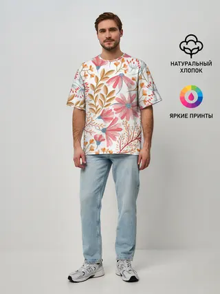 Мужская футболка оверсайз / Цветы