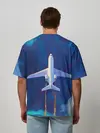 Мужская футболка оверсайз / Самолёт на небе