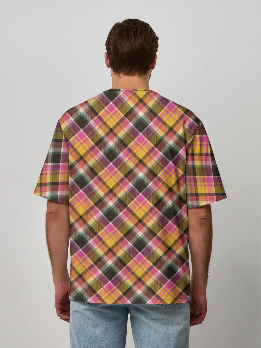 Мужская футболка оверсайз / Клеточный узор
