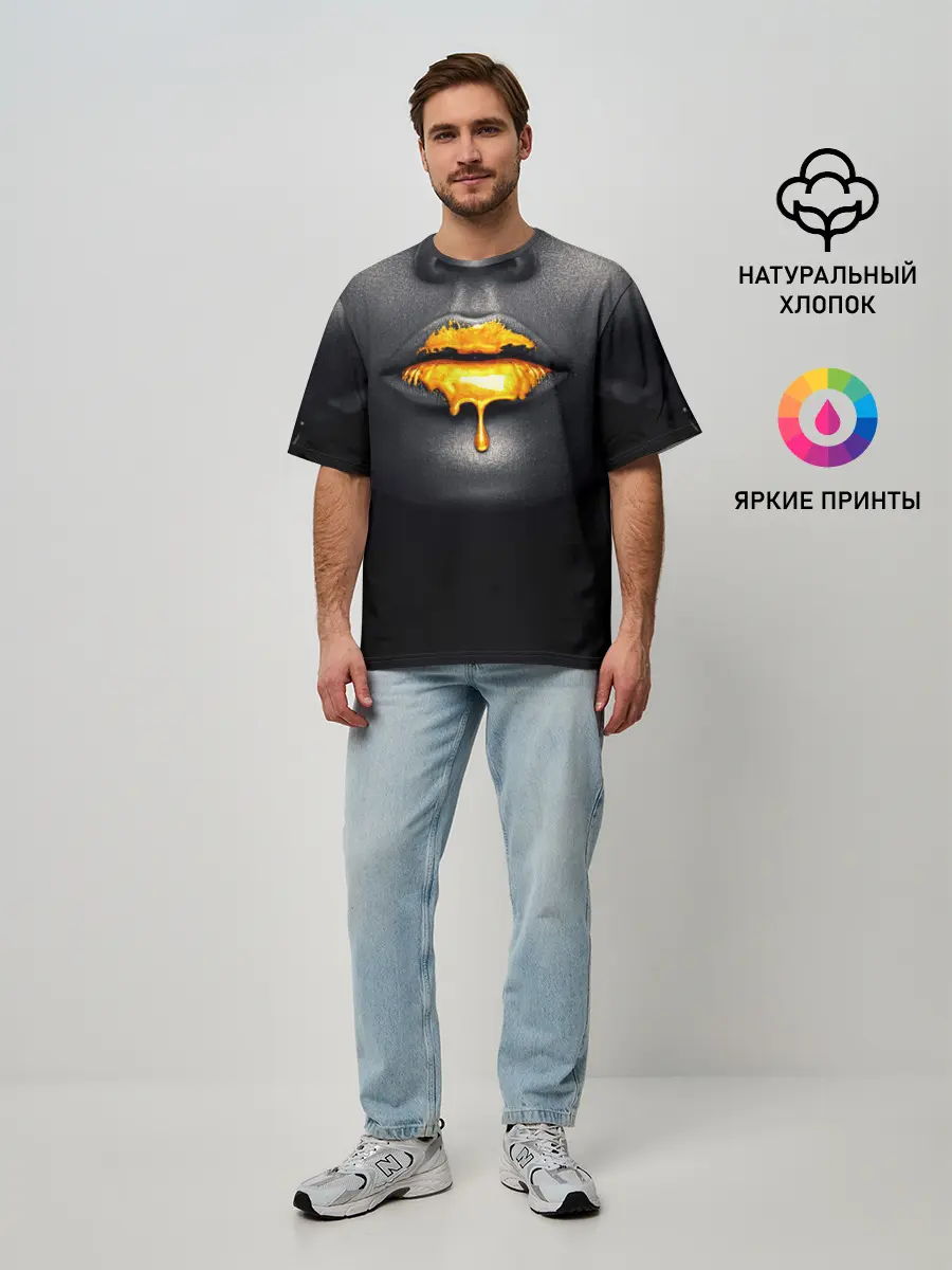 Мужская футболка оверсайз / Мода: Губы